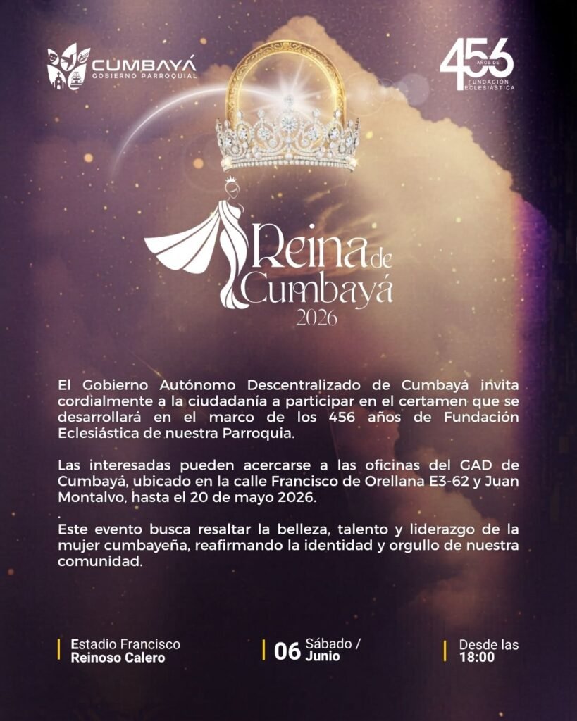 El GAD de Cumbayá invita a participar en la Elección de la Reina 2026